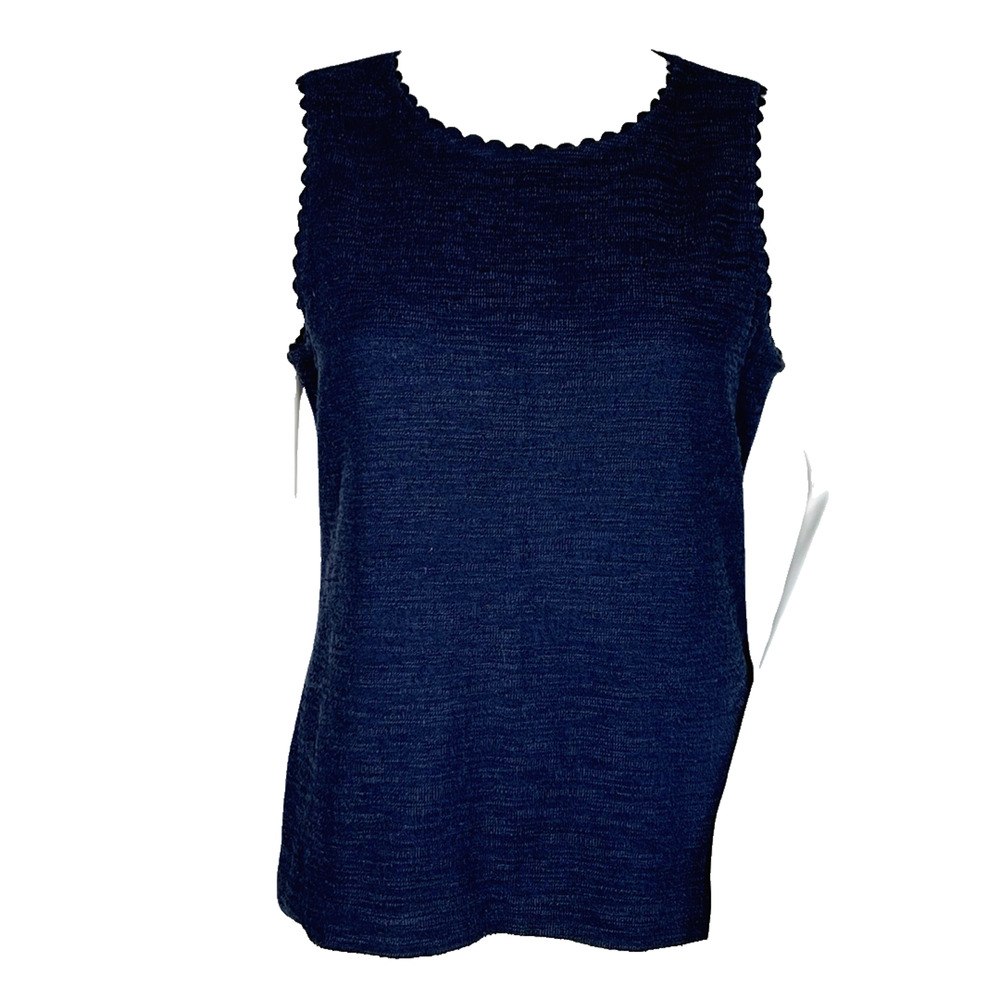 J Crew Shirt Womens Small Navy Blue Scalloped Trim‎ Blouse Work Basic Minimalist